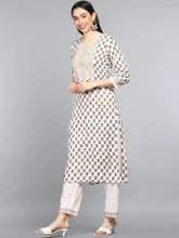 Pure Cotton Printed Kurta Pant Dupatta-VKSKD1110AB